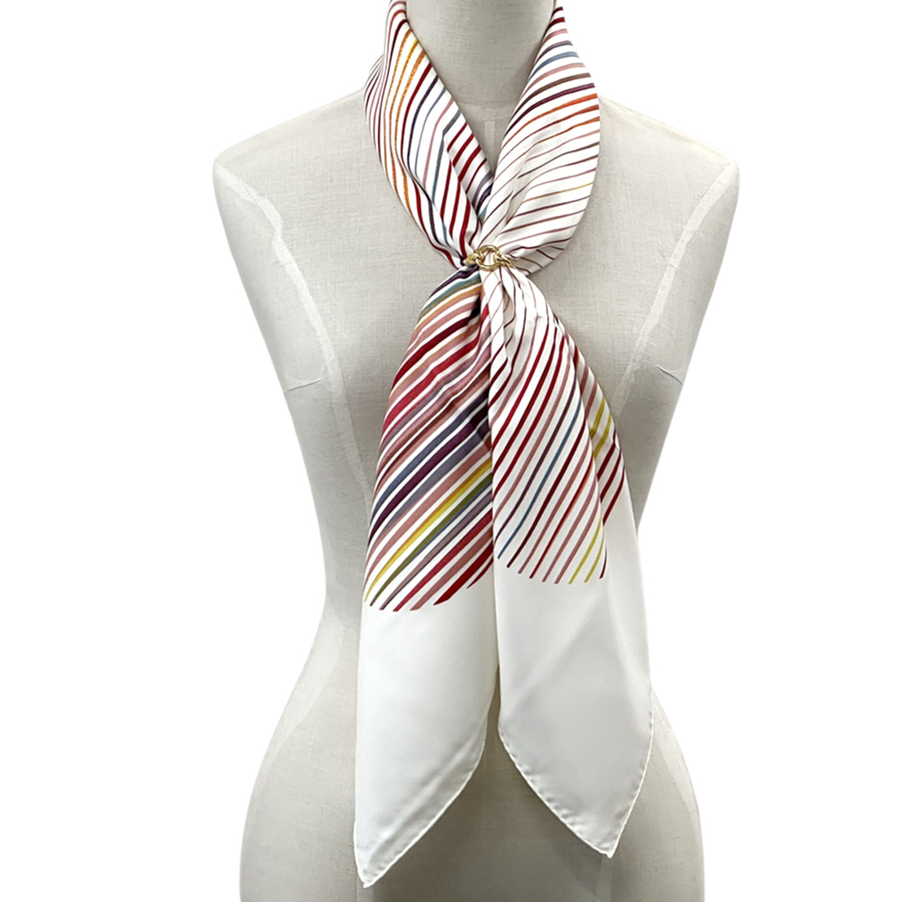 HERMES Authentic White Silk Scarf - Picture 6 of 7